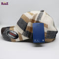 Unique Shape Gyoufu Leather Logo Big Check Premium Fabrics Baseball Cap.