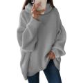 2022 Women Sweater Oversized Turtleneck Pile Collar Autumn Winter Long Sweater Loose Pullover Stretchy Knitwear suéteres свитер.