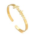 Custom Bangle Stainless Steel For Women Personalized Name Bracelet Letter Customized Charm Cuff Bangles Gold Infinity Jewelry.