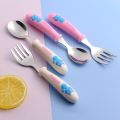 Stainless Steel Baby Fork Spoon Set Food Feeding Training Tableware Cartoon Dessert Spoons for Children Baby Gadgets Utensils. 