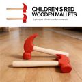 2Pcs Wooden Toy Hammer Safe Mallet for Cracking Rounded Edge Hammer with Rounded Edges for Play & Skill Development. 
