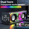 V8 Transparent Mecha Speaker Subwoofer Wireless Bluetooth RGB TWS Speaker. 