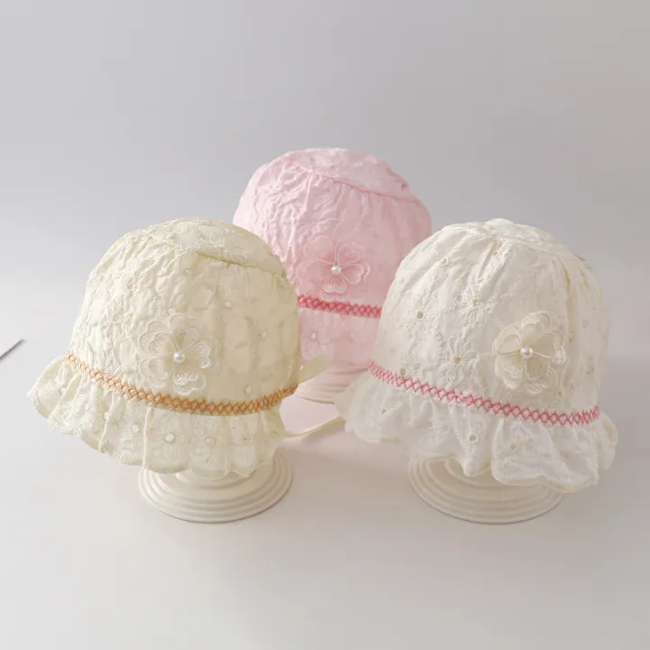 Lace%20Ruffle%20Baby%20Hat%20Cute%20Flower%20Infant%20Girl%20Princess%20Cap%20Solid%20Color%20Mesh%20Newborn%20Bonnet%20Summer%20Kids%20Lace-up%20Sun%20Hats%20-%20Image%202