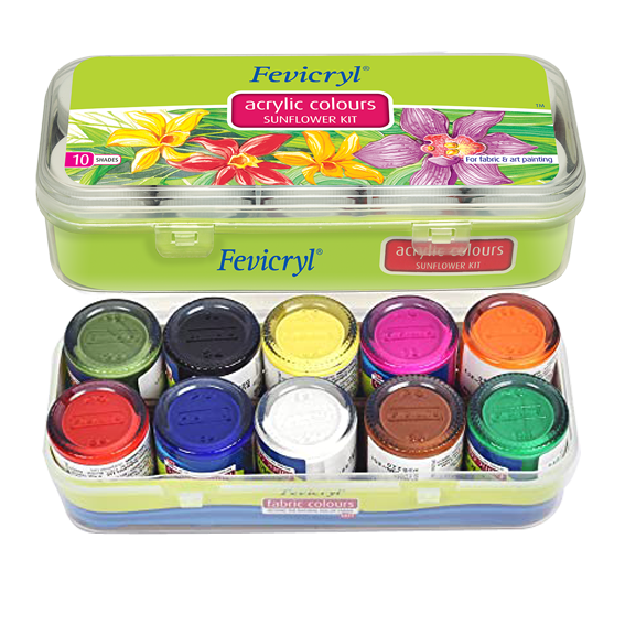 Fevicryl acrylic sunflower kit for women 10 shades for clothing, art, and painting