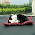 【Clearance Markdowns】 Cute leeping Cat Car Ornament Dahboard Decoration Lovely Pluh Kitten Doll Toy Gift For Children Kid Black. 
