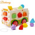 Kids Montessori Wooden Assembly Shape Matching Train Toy Puzzles Building Blocks Educational Toy Teaching Aids. 