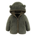 DSstyles Children Hooded Plush Jacket Long Sleeves Solid Color Zipper Coat. 