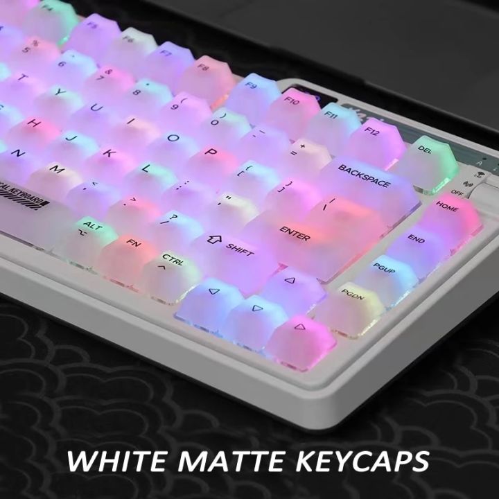 Milky White Keycap Frosted Fog Transparent Matte PC ABS 122Keys Cherry For 82/104 Mechanical Keyboard Thai Russian Korean keycap