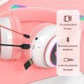 STN28 LED Cat Ear Headset Noise Cancelling Headphones Bluetooth 5.0 Colorful Kids Headset Support TF Card 3.5mm Plug with Mic. 