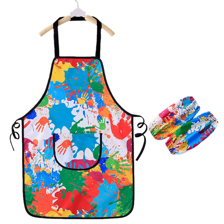 Children's%20Art%20Apron%20Childrens%20Painting%20Apron%20Children%20Art%20Smocks%20With%20Pocket%20And%20Sleeves%20For%20Age%203-11%20Kitchen%20Chef%20Aprons%20For%20-%20Image%204