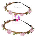 Artificial pink color flower hair crown for girls and women - 1 pcs. 