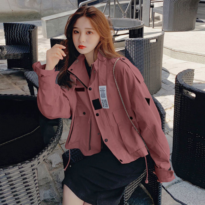 insWorkwear Short Jacket Women's Spring and Autumn Clothing2023New Korean Style Harajuku LoosebfEarly Autumn Fashionable Clothes on the Street