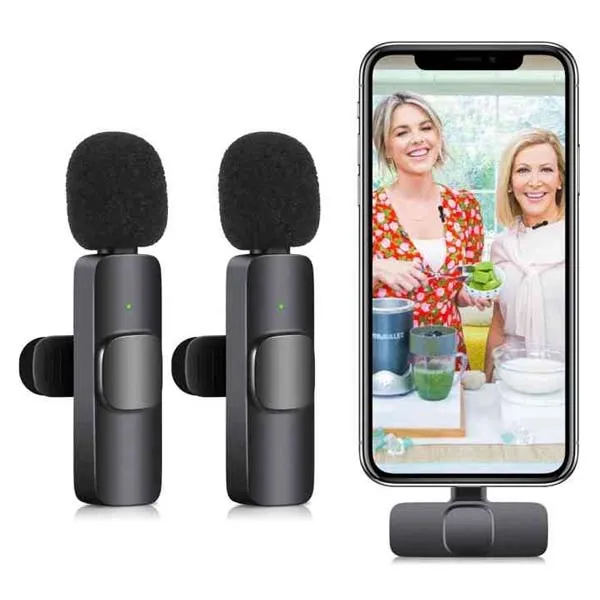 K9 Type C Duel Wireless Lavalier Microphone Noise Reduction Outdoor Live Broadcast USB Lavalier Microphone For Mobile Phone