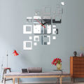 【Special offer】 Creative European 3D Wall Clock Study Diy Square Combination Wall Stickers Quartz Living Room Decoration 1Set. 