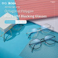 OQ BOGA 3 Colors Unisex Anti Blue Light Proof Radiation Octagon Computer Glasses Women Men Eye Protection Fashion Metal Full Rim Eyewear. 