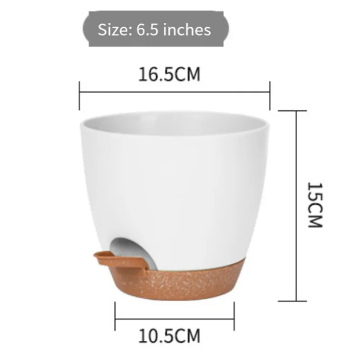 3Pack%206.5Inch%20Self%20Watering%20Pots%20for%20Indoor%20Plants,Flower%20Pots%20Planter%20with%20Drainage%20Holes%20and%20Wick%20Rope%20Durable%20,White%20-%20Image%205