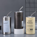 600ml/400ml American ins style double layer stainless steel coffee cup insulated cup straw cup home office men and women portable cup bottle.