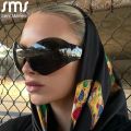 New Steampunk Oversized Sunglasses for Women Trends Punk Y2k Sun Glasses Goggle Men 2000'S Brand Designer Eyewear De Sol Oculos Moonlight Shines.