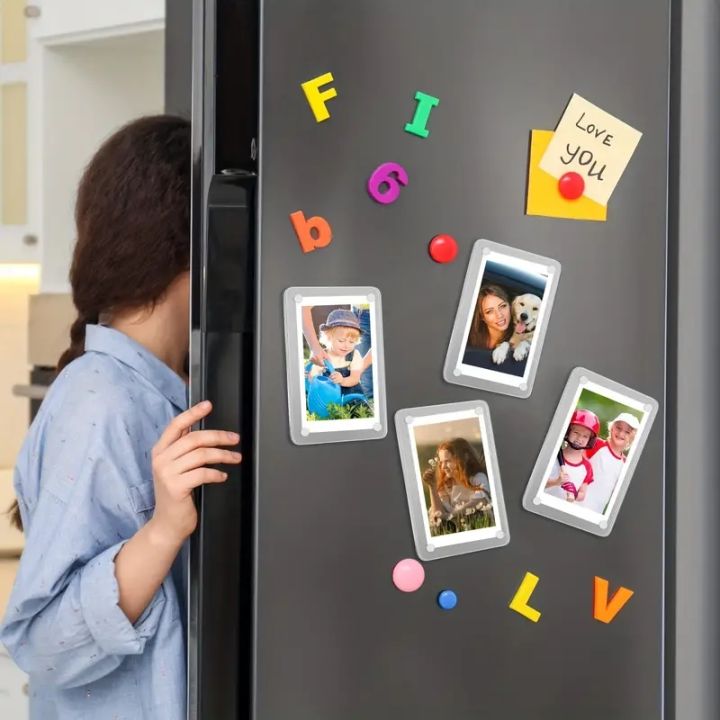 Acrylic Magnetic Photo Frames Refrigerator Mini Picture Frames Magnets Double Sided Wallet Size Fridge Frames for Polaroid Film