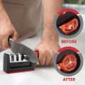 Plastic and Stainless Steel Knife Sharpener Effortlessly Enhances Blade's Sharpness, Ensuring Optimal Cutting Performance and Durability.