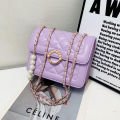 Diamond Lattice Chain Pearl Ladies Shoulder Bag. 