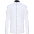 Men's Semi-formal Color Matching Long Sleeve Dress Shirt Comfy Regular Fit Button Up Classic Shirts For Business Activities.