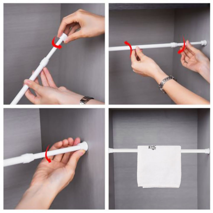 【Online】 Extendable Shower curtain rod Durable Adjustable Telescopic pole rod Telescopic Bathroom hanging rod for Bathroom decoration Shower curtain holder Closet organization Home improvement Telescopic pole 【 60-110cm 】