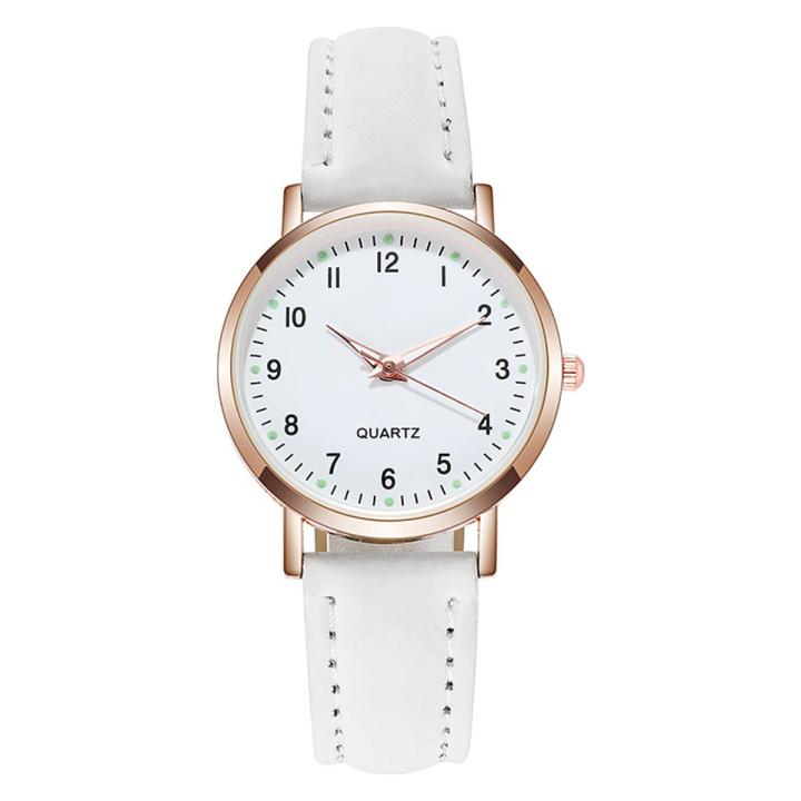 Luminous Watch For Women Simple Digital Retro Frosted Leather Fresh Casual Quartz Watches