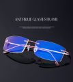 Rimless Computer Eyewear Men Anti Blue Light Glasses Women Gaming Eyeglasses Metal Frame UV400 Optical Fold Eyewear. 