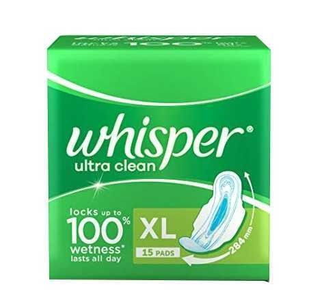 International Whisper Ultra Clean 15 Pads XL Sanitary Napkin