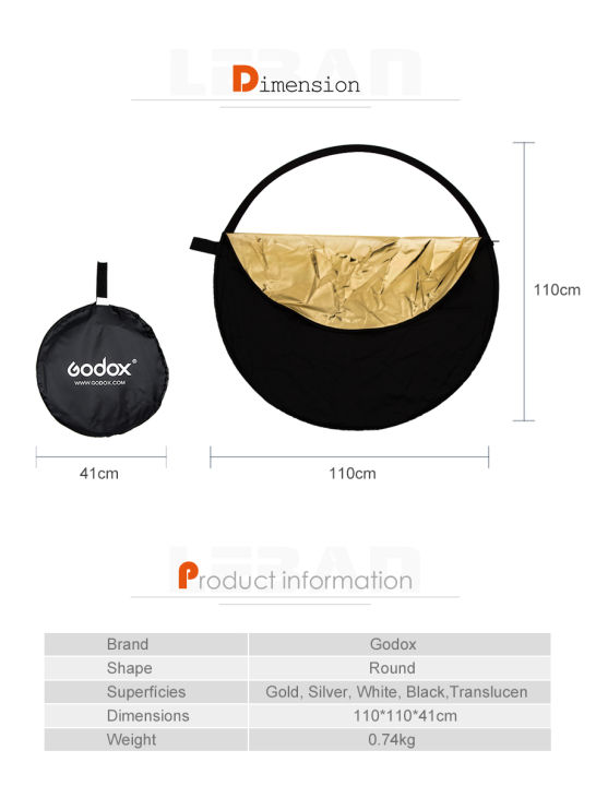 Godox%2043"%20110cm%205%20in%201%20Portable%20Photography%20Reflector%20Board%20Collapsible%20for%20Studio%20Photography%20Reflector%20-%20Image%206