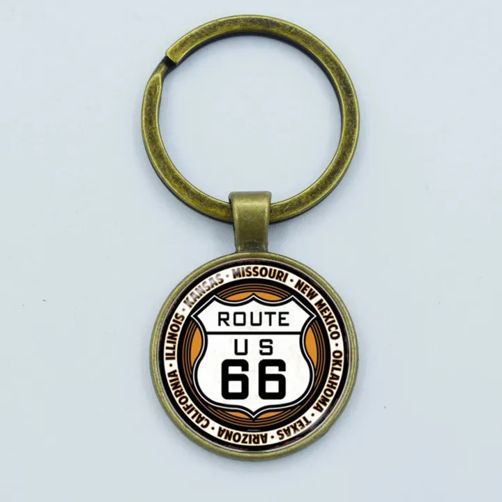 Vintage%20ROUTE%2066%20Keychain%20Motorcycle%20Car%20Keyring%20Handmade%20Glass%20Cabochon%20Key%20Chain%20Holder%20Women%20Men%20Jewelry%20Gift%20-%20Image%205