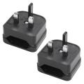 3X Euro 2 Pin to 3 Pin Converter Plug Adapter Black.