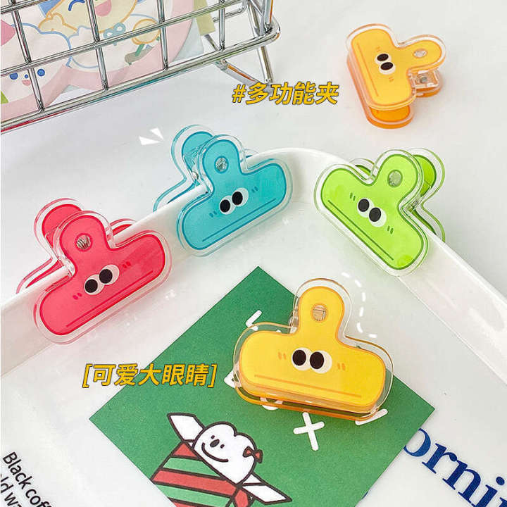 Cute Big Eyes Cartoon Acrylic Memo Ins Exam Paper Ticket Office Document Book PP Clip