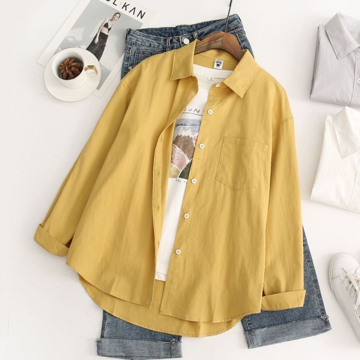 New Spring Shirt Women's Solid Color All-Match Elegant Shirt Long Sleeve Outer Tower Coat Casual Spring Fashionable Top