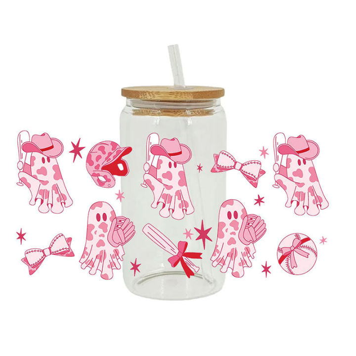 Halloween Design UV DTF Transfers Wrap Waterproof Sticker 16oz Cup Pumpkin Printed Stickers Glass Bottle Coffee Cup DIY Label