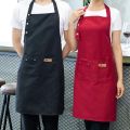 Adjustable Waterproof Fashion Solid Cooking Kitchen Bib Canvas Apron Dress With Pocket Side Wipes.