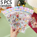 1/5/10Pcs Festival Gift 3D Bubble Sticker Cartoon Santa Claus Bell Puffy Stickers New Year Sticky Decor For Kid.