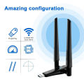 1800Mbps WiFi 6 USB Adapter 5G/2.4GHz USB3.0 Wi-fi Dongle Wireless 802.11ax Network Card High Gain Antenna For Windows 10 11.