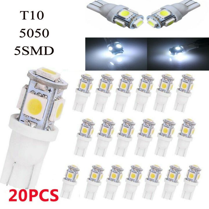 20Pcs%20Super%20White%20T10%20Wedge%205-SMD%205050%20LED%20Light%20Bulbs%20W5W%202825%20158%20-%20Image%206