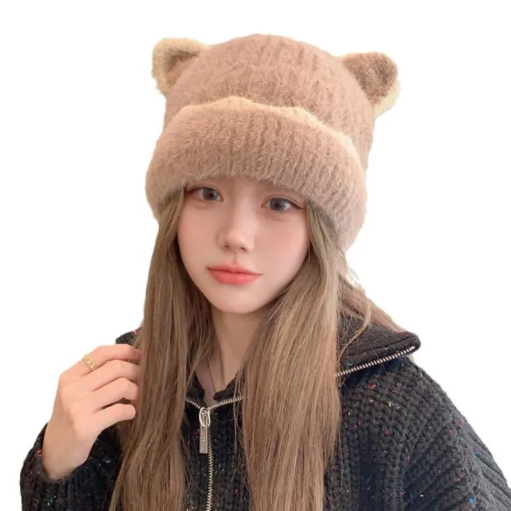 Plush%20Women'S%20Beanie%20Stylish%20Faux%20Warm%20Knitted%20Hat%20Wool%20Cap%20for%20Fall%20Winter%20Outdoor%20K-Pop%20Fans%20Women'S%20Fashion%20-%20Image%206