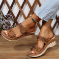 Summer Women Slippers Plus Size Women's Shoes Retro Roman Sandals Women Pu Casual Flower Wedge Sandals Platform Slippers Heel.