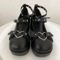 new Sweet Heart Buckle Wedges Mary Janes Women Pink T-Strap Chunky Platform Lolita Shoes Woman Punk Gothic Cosplay Shoes 43 House Foocus. 