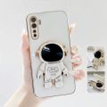 FELMYST Astronaut Case For OPPO Realme 6 3D NASA POP Folding Stand Holder Mobile Phone Casing Girl Boy Luxury Plating Square Soft Shockproof Cover Accessories. 