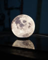 3D Printed Illuminated Moon Table Lamp - High-Resolution Surface, Textured Wavy Stand, Custom Sizes (6-Inch & 8-Inch). 