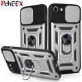 For iPhone 7 Phone Case, iPhone 8 Phone Case, iPhone SE 2020 Phone Case, Military-Grade Push Window Cover Ring Stand Hard Anti-Fall Casing. 