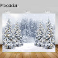 Mocsicka Winter Forest Photography Backdrop Snow Scene Snowfield Pine Tree Snowflake Photo Background for Photo Studio Photocall. 