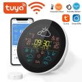 Tuya WiFi Weather Clock 3-Day Weather Forecast Weather Station Wireless Smart Thermometer Hygrometer Remote Gauge Alarm Clock.