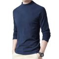 Winter T Shirt For Men Long Sleeve Tshirts Thermal Underwear Solid Color With Thin Fleece.