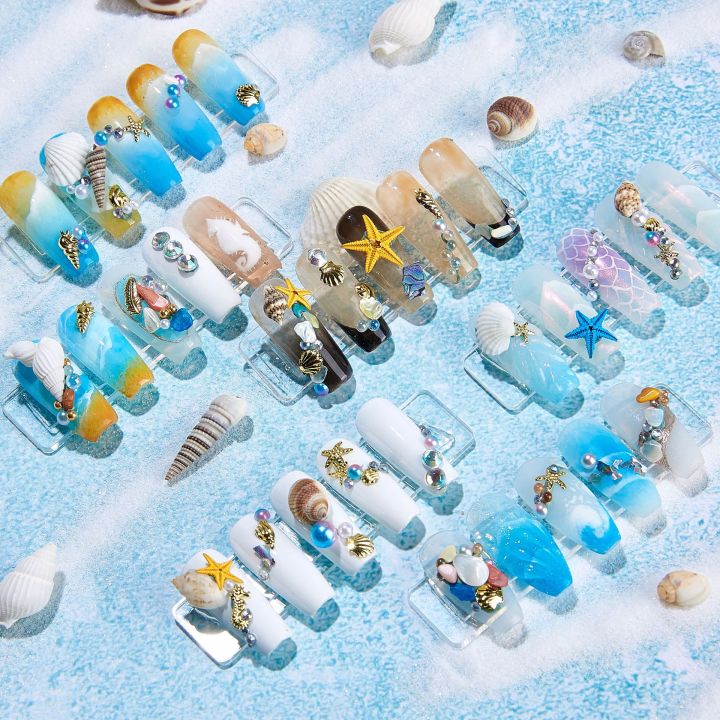 Marine%20series%20nail%20art%20jewelry,%20natural%20shell%20slices,%20abalone%20slices,%20starfish%20metal%20rivets,%20pearls,%20small%20stones%20-%20Image%202